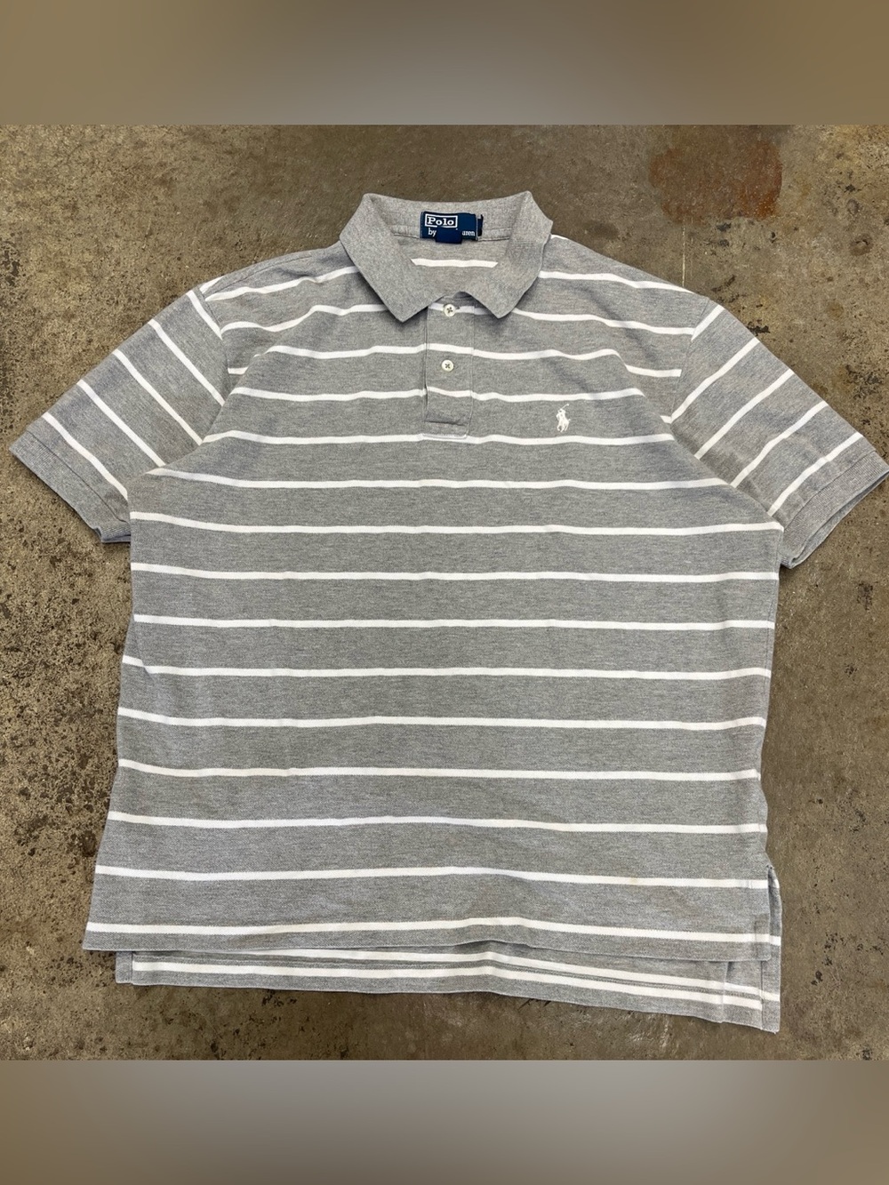 Y2K Polo Ralph Lauren Striped Polo Shirt Men’s Large Gray Business Casual Party